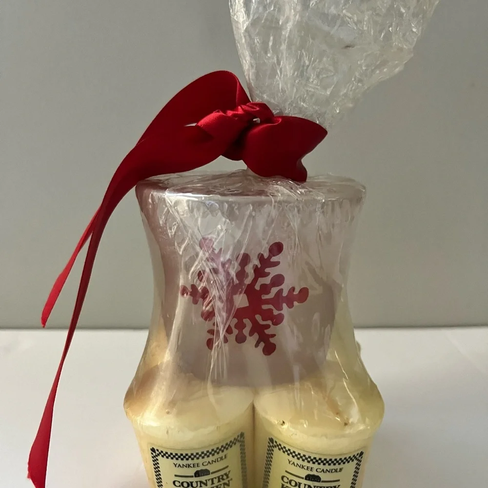 Yankee Candle Country Kitchen 4 Votives Christmas‎ Snowflake Votive Holder Rare